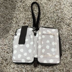 Polka Dot Cell Phone Wristlet Case - Gray